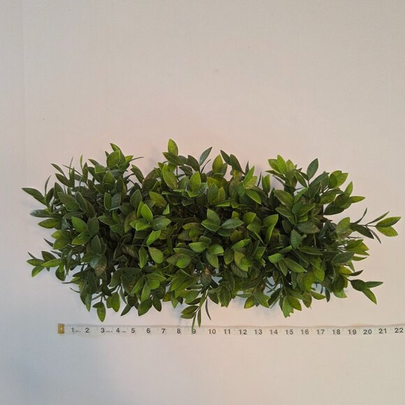 Rustic Faux Greenery in Wooden Planter Box w/Natural Pebble River Rock Detailing - Picture 8 of 11